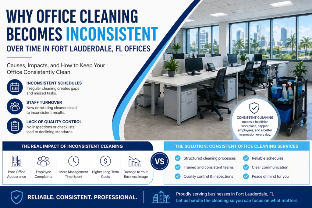 Why Office Cleaning Becomes Inconsistent Over Time in Fort Lauderdale, FL Offices